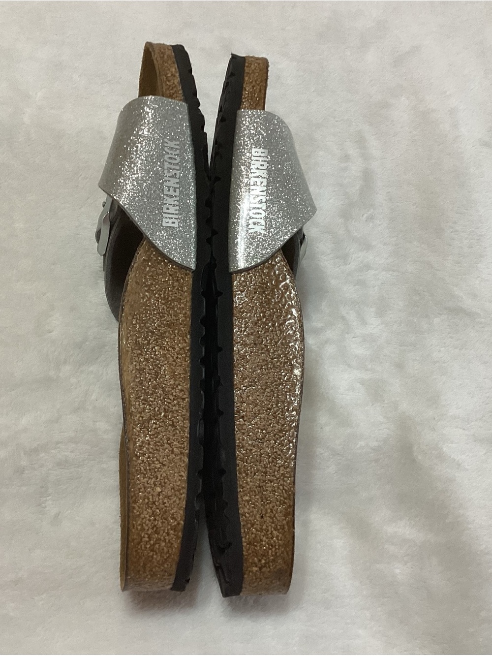 Birkenstock Madrid Silver Metallic Slide Sandals Size 38 - US 7 Narrow Men’s 5N - Picture 3 of 11